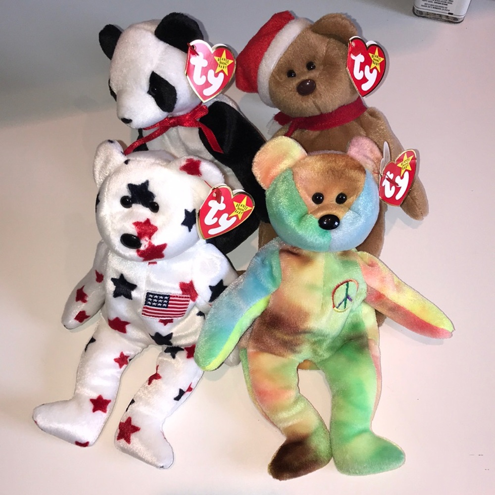 Set of 4 Beanie Baby Bears